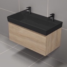 Double Floating Bathroom Vanity, Modern, 40 inch